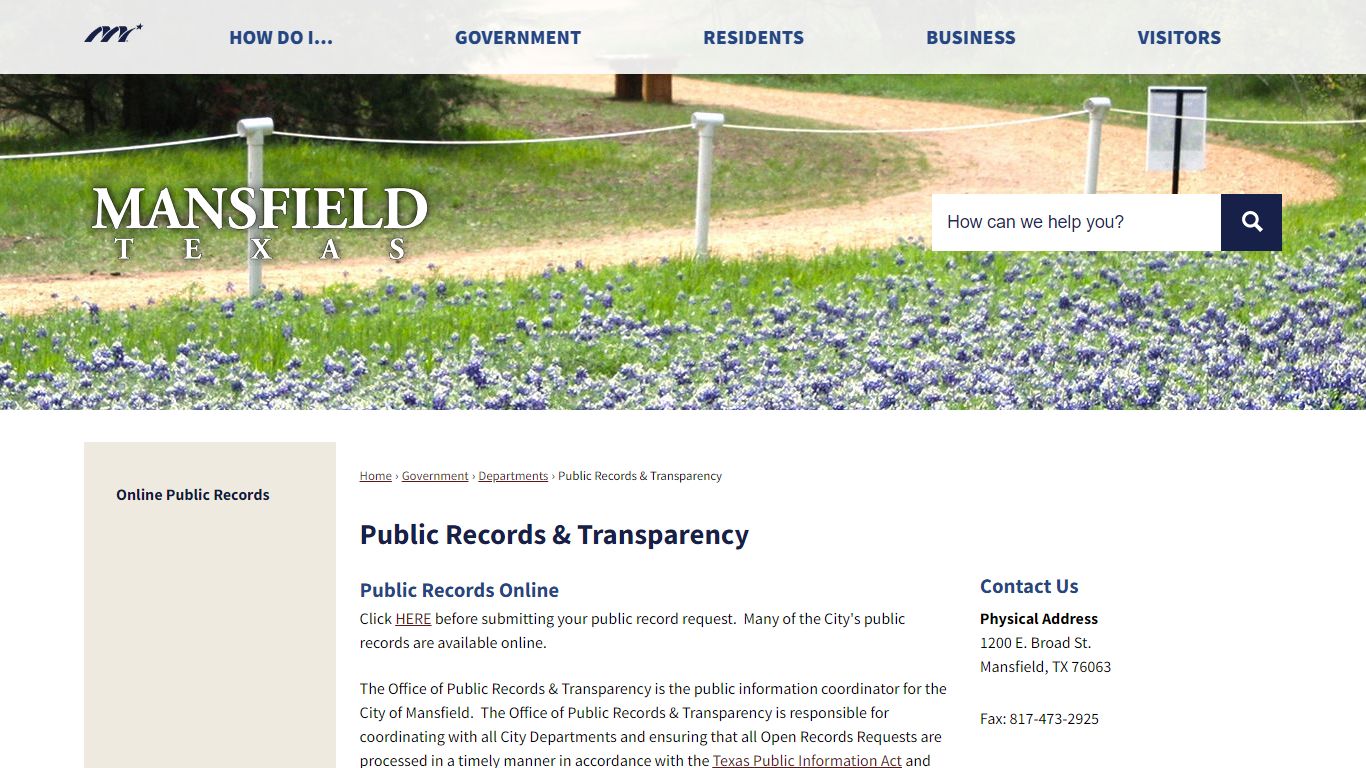 Public Records & Transparency | Mansfield, TX