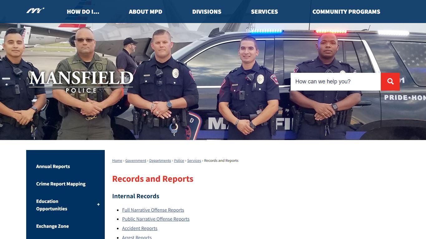 Records and Reports | Mansfield, TX