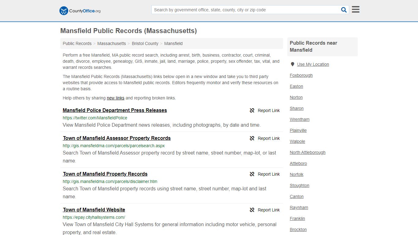 Public Records - Mansfield, MA (Business, Criminal, GIS ...