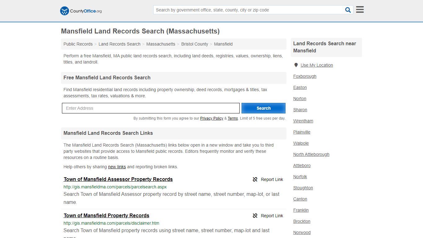 Land Records Search - Mansfield, MA (Deeds, GIS Maps ...